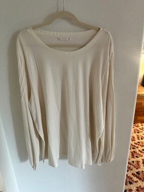 Plus Size Cream Long Sleeve Shirt